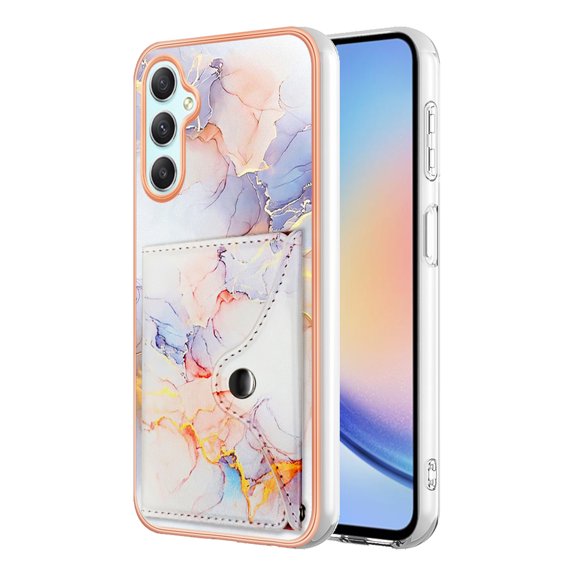 Slim Wallet for Samsung Galaxy A25 5G Case with Card Holder, Marble Pattern Back Flip Case PU Leather Kickstand Card Slots Magnetic Clasp Shockproof Anti-fall for A25 5G, Marble #1