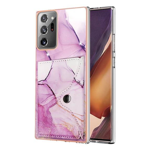 Slim Wallet for Samsung Galaxy Note 20 Ultra Case with Card Holder, Marble Pattern Back Flip Case PU Leather Kickstand Card Slots Magnetic Clasp Shockproof Anti-fall for Note 20 Ultra, Darkpurple