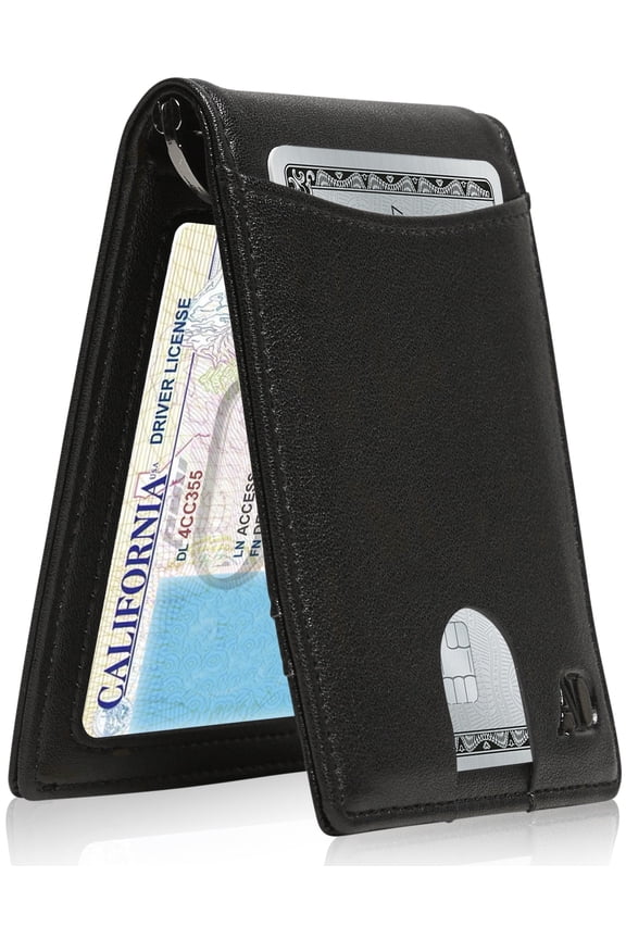 Slim Wallets For Men Minimalist Bifold Mens Wallet With Money Clip Front Pocket Wallet RFID Blocking