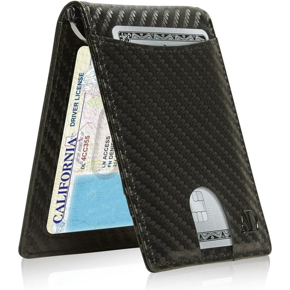 Slim Wallets For Men Minimalist Bifold Mens Wallet With Money Clip Front Pocket Wallet RFID Blocking