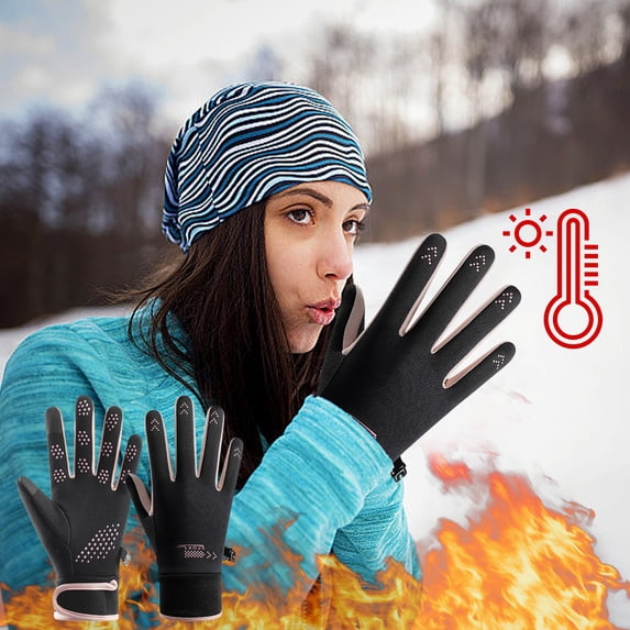 Slim Waterproof Winter Sports Gloves, Durable Windproof Outdoor Hand Gear, Flexible Comfortable Cold Blocking Hand Wears for Female Daily Driving Cycling Camping Winter Outings
