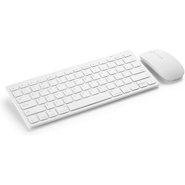Slim Wireless Keyboard and Mouse Combo White for Desktop/Laptop