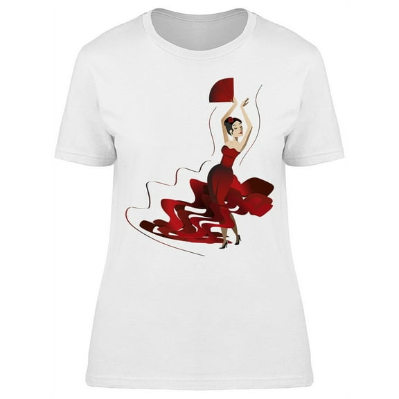 Slim Woman Red Dress Flamenco T-Shirt Women -Image by Shutterstock, Female Small