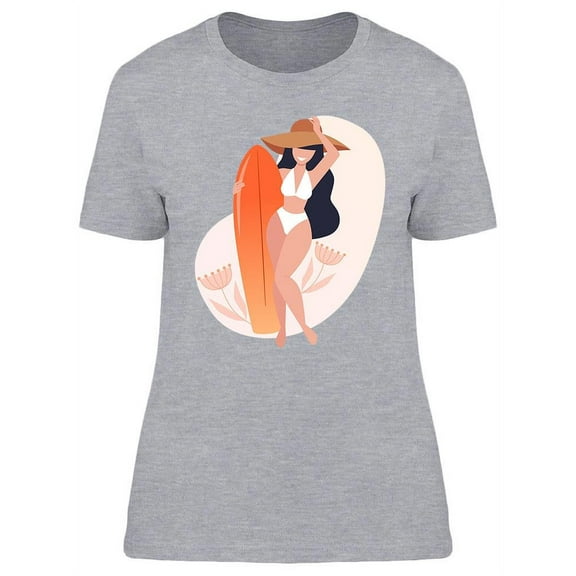 Slim Woman With Surfboard T-Shirt Women -Image by Shutterstock, Female Medium