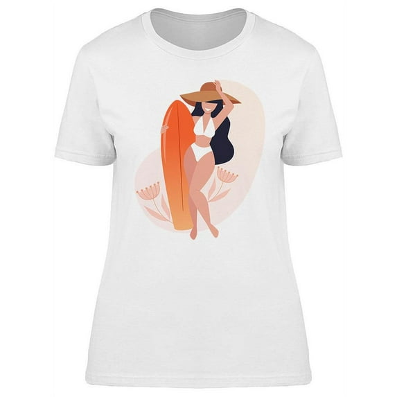 Slim Woman With Surfboard T-Shirt Women -Image by Shutterstock, Female x-Large