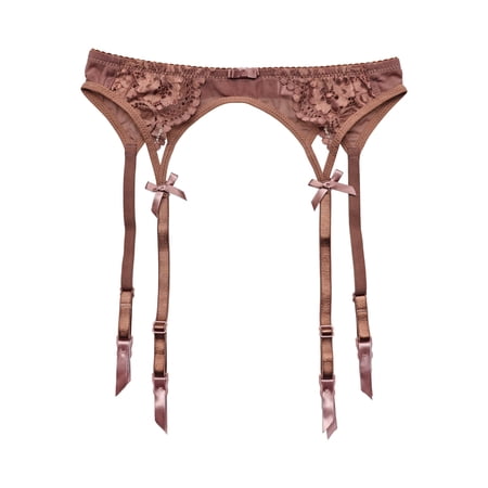 Slim Women’s Coffee Lace Metal Clips Sexy Garter Belts for Stockings S512C