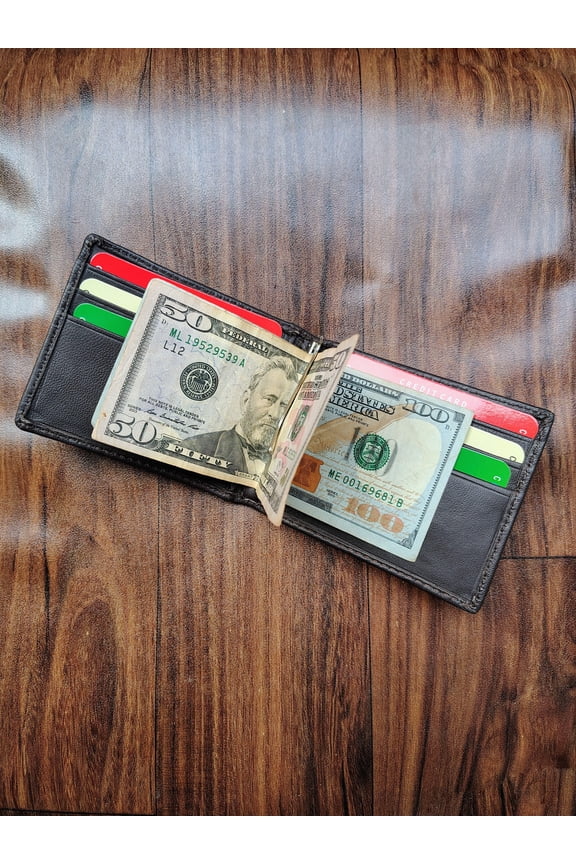 Slim men's wallet, leather wallet, groomsmen gift, men's leather wallet, leather bifold wallet, Handmade wallet with money clips