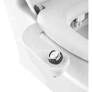 Bio Bidet SlimEdge Attachment for Toilet, Non Electric, Dual Nozzles Front and Rear Cold Water Wash, Adjustable Pressure, White