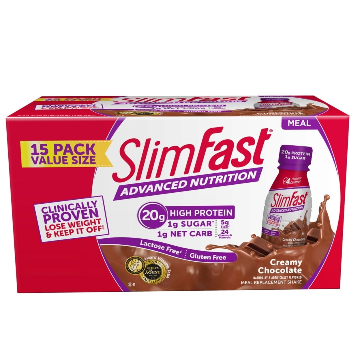 SlimFast Advanced Creamy Chocolate Ready to Drink Shakes (15 Pack
