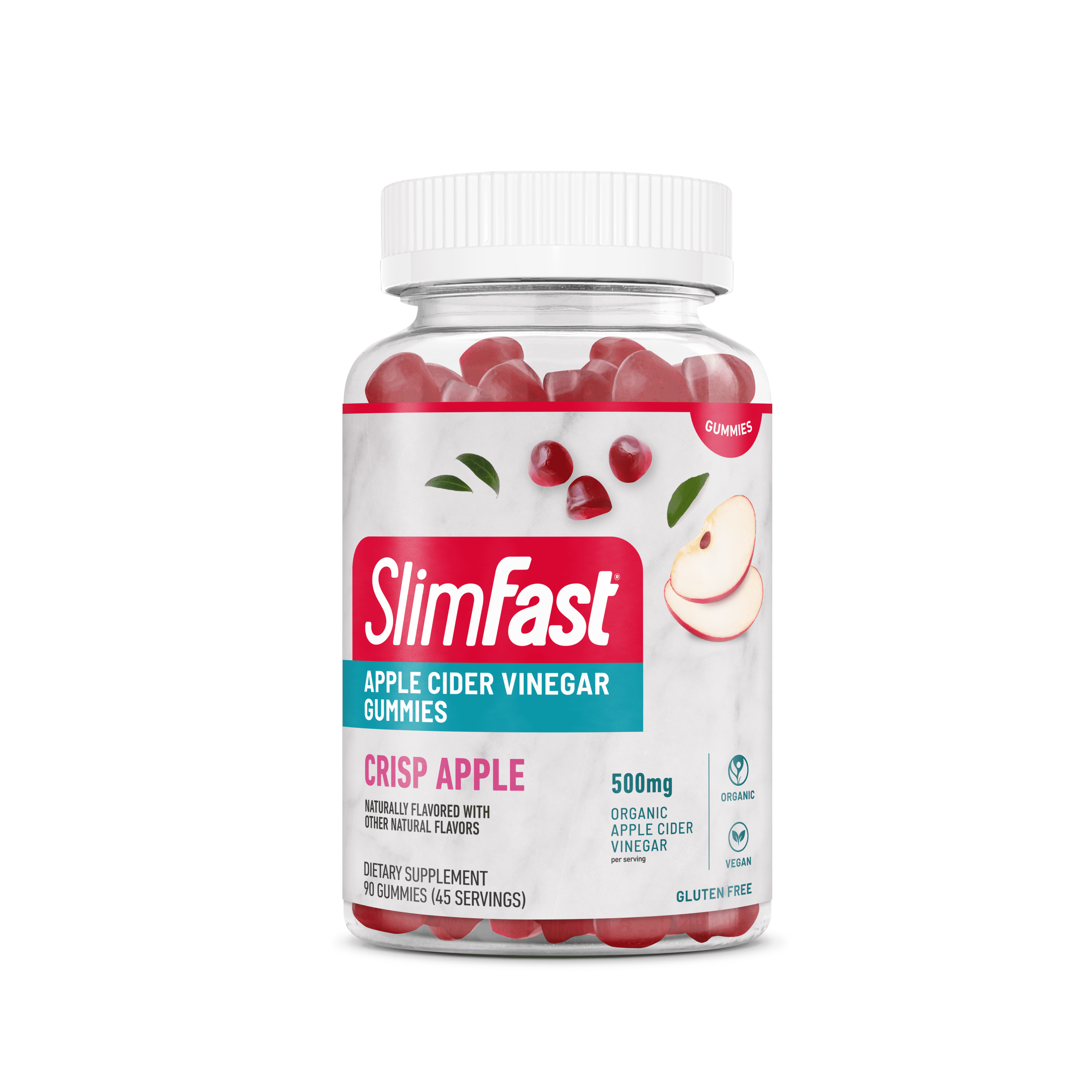 SlimFast Apple Cider Vinegar Gummies - Crisp Apple Flavor, 90 Gummies