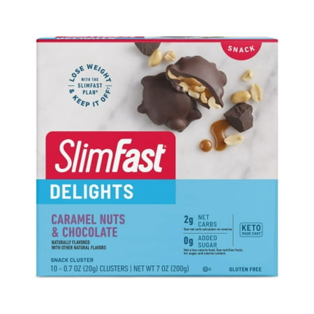 SlimFast Delights Caramel Nuts & Chocolate Snack Cluster, 10 Count