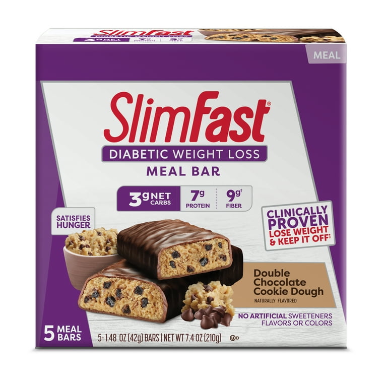SlimFast Diabetic Weight Loss Meal Replacement Bar, Double