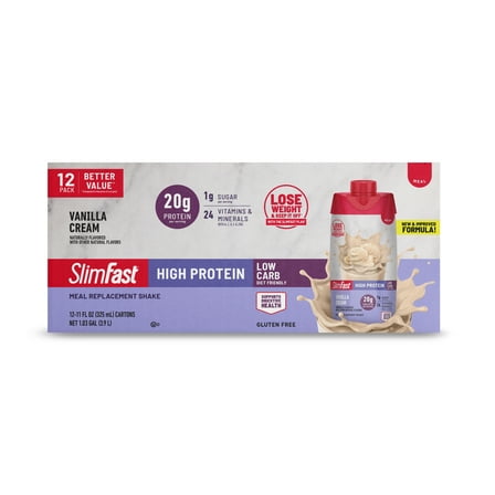 SlimFast High Protein 20g Ready To Drink Meal Replacement Shake Vanilla Cream, 11oz, 12ct