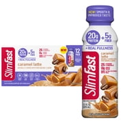 SlimFast Meal Solution Shake, Caramel Latte, 20g Protein, 11 fl oz, 12 Count