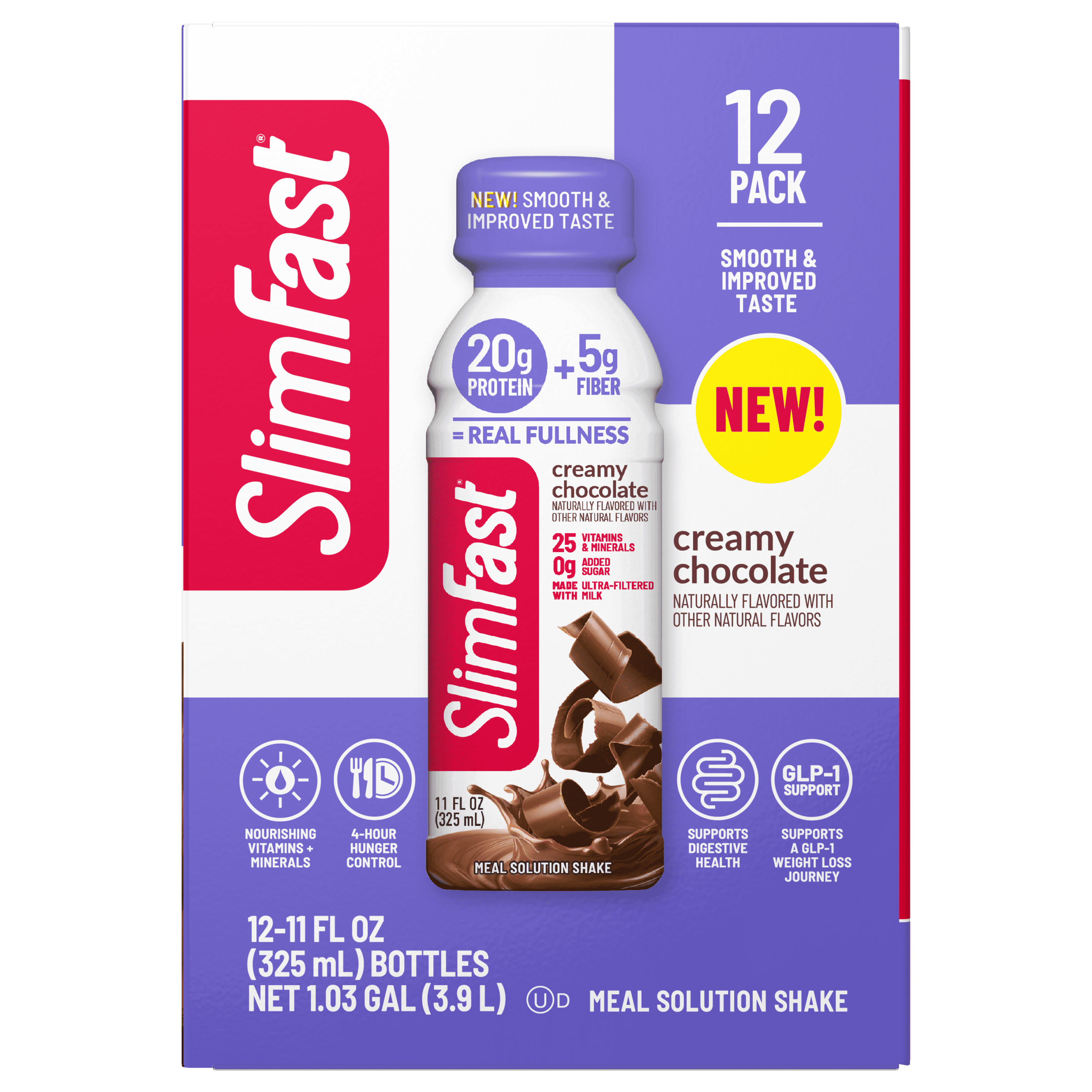 SlimFast High Protein 20g Ready To Drink Meal Replacement Shake Creamy Chocolate, 11oz, 12ct