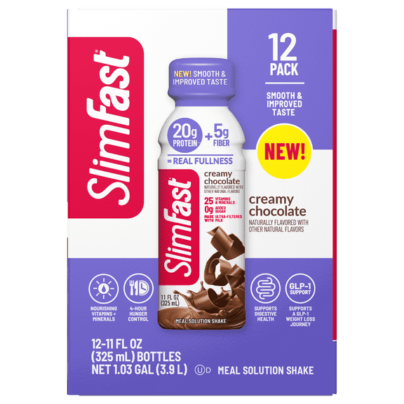 SlimFast High Protein 20g Ready To Drink Meal Replacement Shake Creamy Chocolate, 11oz, 12ct