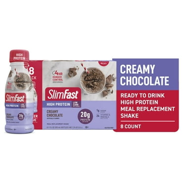 SlimFast High Protein Shake Meal Replacement Shake, Creamy Chocolate, 11 Fl Oz Bottle, 8 Pack