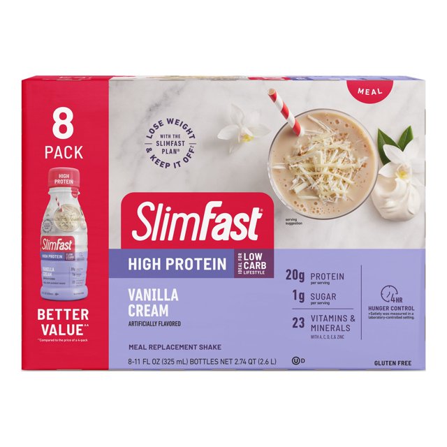 SlimFast High Protein Shake Meal Replacement Shake, Vanilla Cream, 11