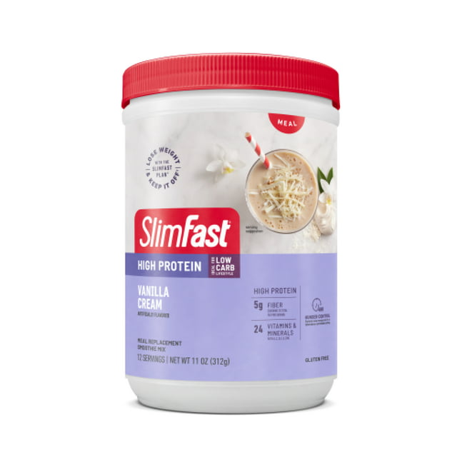 SlimFast High Protein, Vanilla Cream, Meal Replacement Smoothie Mix, 12 Servings