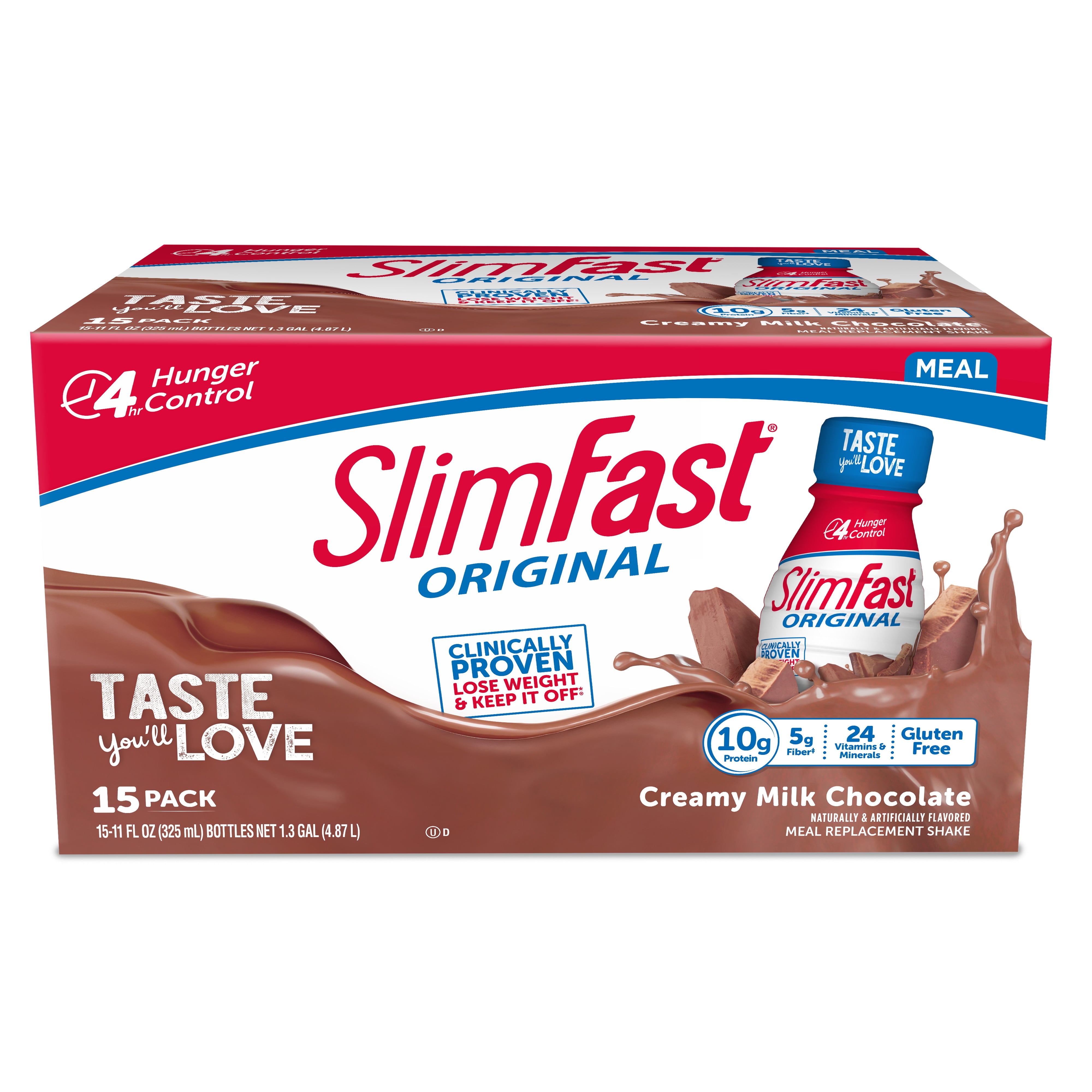 SlimFast Original Meal Replacement Shakes, Creamy Milk Chocolate, 11 fl. Oz., 15 Ct