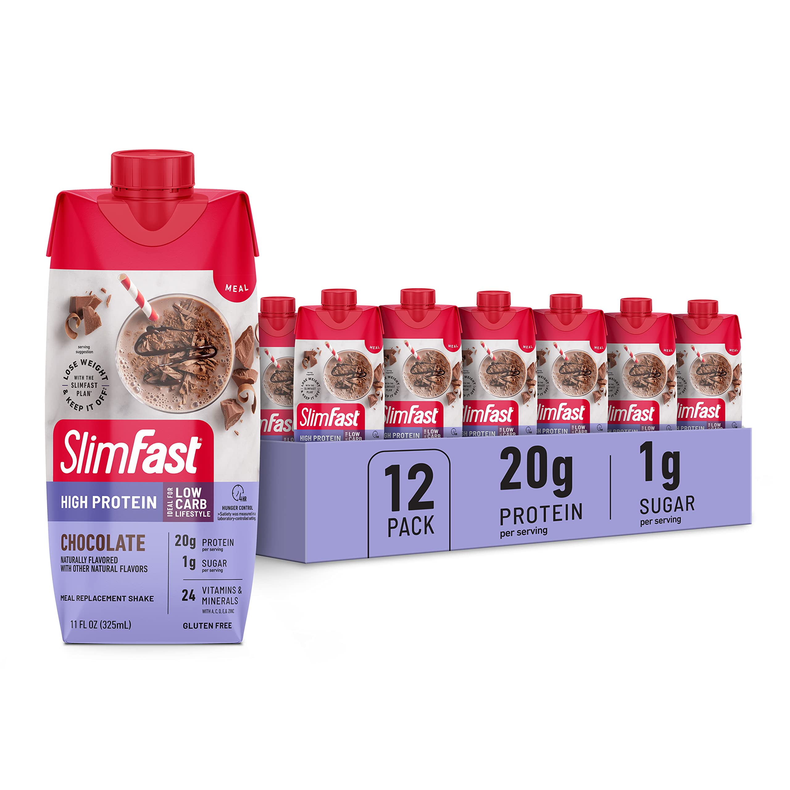 SlimFast Protein Shake, Chocolate 20g Protein, Meal Replacement Shake Ready to Drink, High
