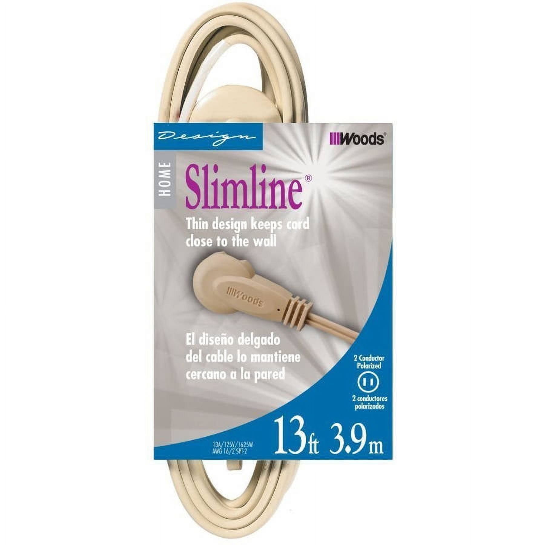 SlimLine 2240 Flat Plug Extension Cord, 2Wire, 13Foot, Beige