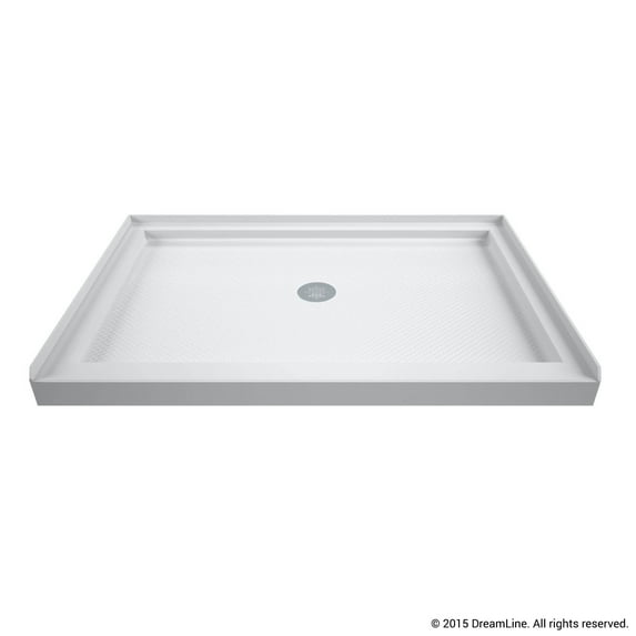SlimLine 34 in. D x 42 in. W x 2 3/4 in. H Center Drain Single Threshold Shower Base in White