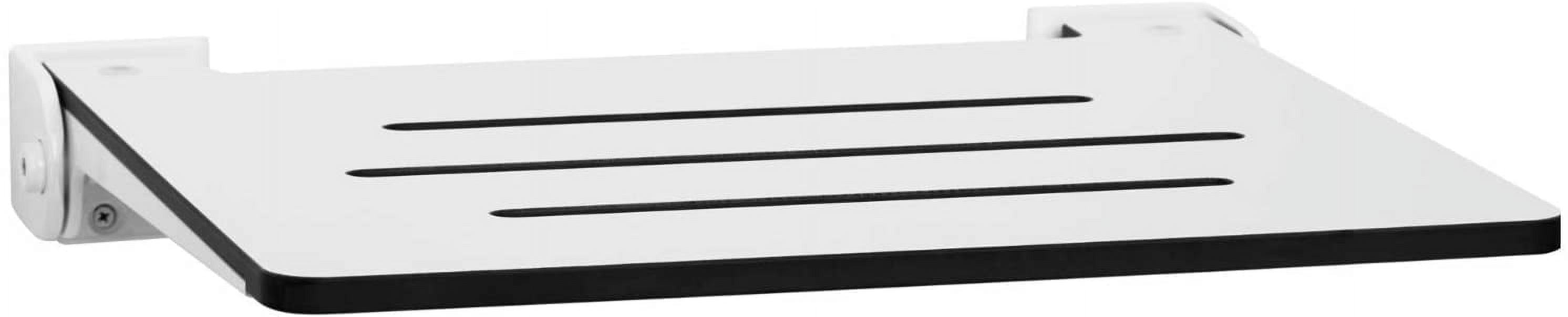 White Matte Teak Folding Wall Mount Shower Seat