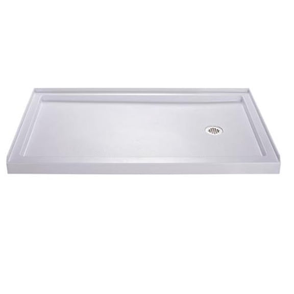 SlimLine Shower Base - White - 34in. x 60in. - Slip-Resistant Design