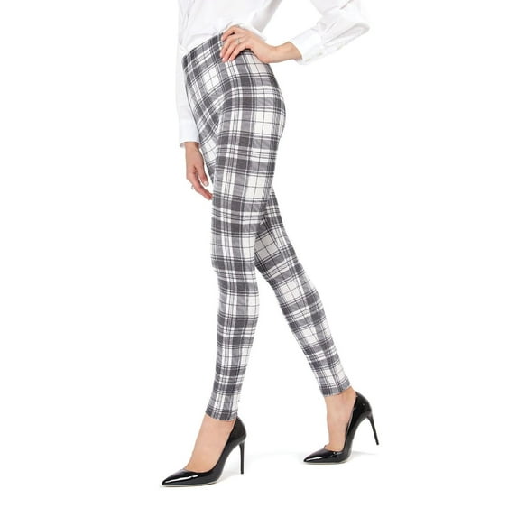 SlimMe Women's Gaban Tartan Shaping Leggings - Womens - Female (Small/Medium, Black/White)