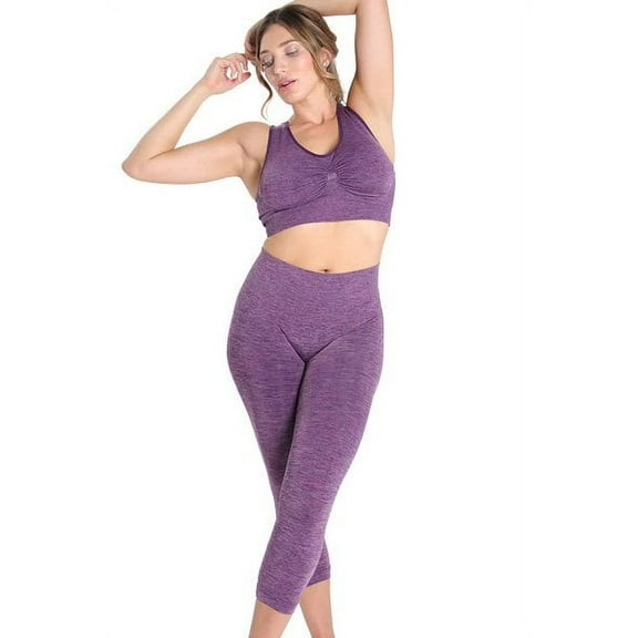 SlimMe Women's High-Waist Control Seamless Shapewear Leggings - Womens - Female, Large, Violet Spacedye