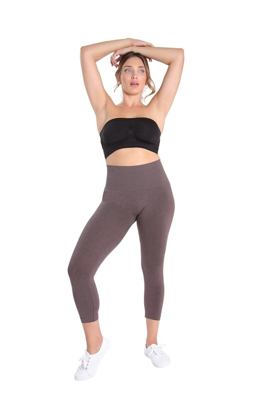SlimMe High Waist Tummy Control Shapewear Leggings, SlimMe by MeMoi Medium / Heather Brown Shapewear
