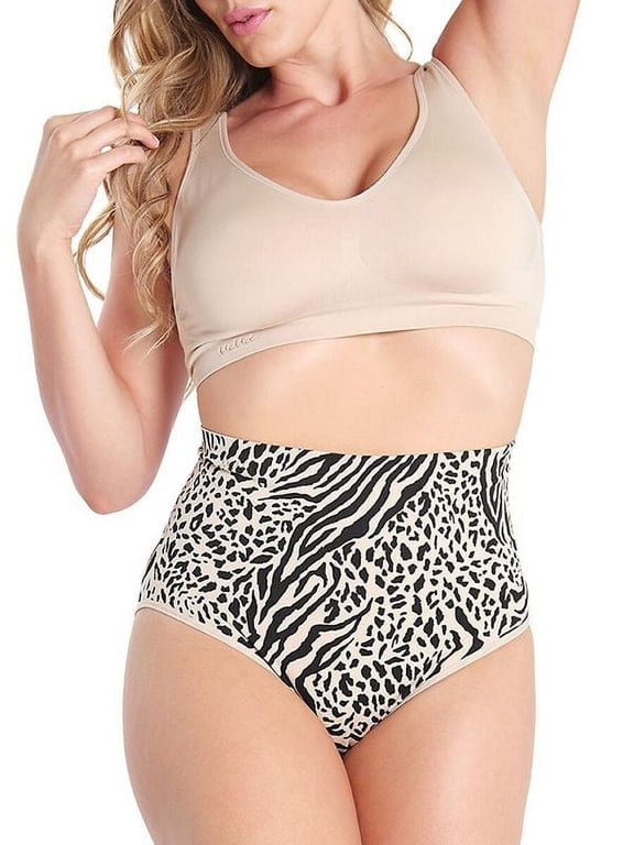 SlimMe High-Waisted Moderate Coverage Seamless Shaper Brief - Womens - Female, Small, Nude Animal Craze
