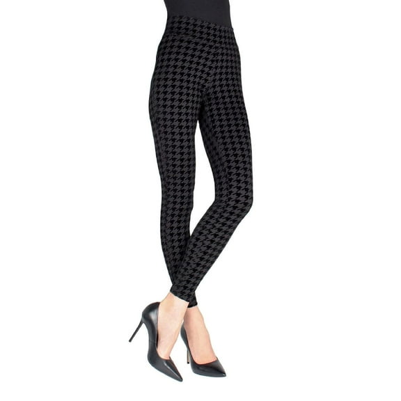 SlimMe Suede Houndstooth Shaping Leggings - Womens - Female (Large/X-Large, Black)