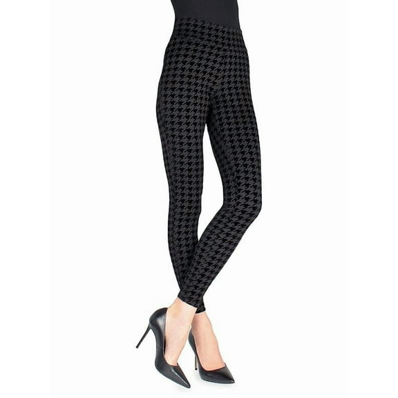 SlimMe Suede Houndstooth Shaping Leggings - Womens - Female (Medium/Large, Black)