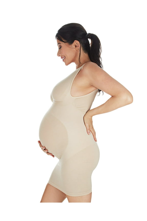 SlimMe Supportive Maternity Lightweight Slip Dress, Medium, Black