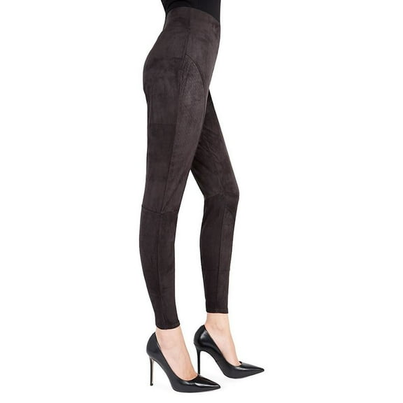 SlimMe Women's Vegan Suede High-Waist Shaping Leggings - Womens - Female (Medium/Large, Black)