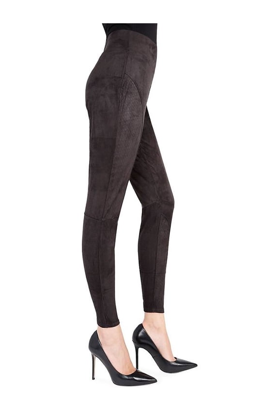 SlimMe Women's Vegan Suede High-Waist Shaping Leggings - Womens - Female (Large/X-Large, Black)