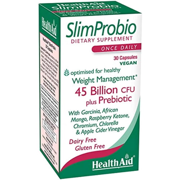 SlimProbio, 45 Billion with Probiotics, Optimized for Healthy Weight Management, Contains Garcinia, ACV, Raspberry Ketones, and Apple Cider Vinegar. Dairy and Gluten Free.