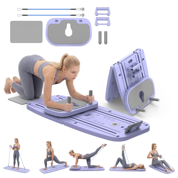 SlimRose Pilates Reformer Board with Resistance Bands, Foldable Home Workout Equipment for Pilates Yoga Training, Aerobic Exercise & Full Body Toning, Fitness Platform with 30-Day Coach Program