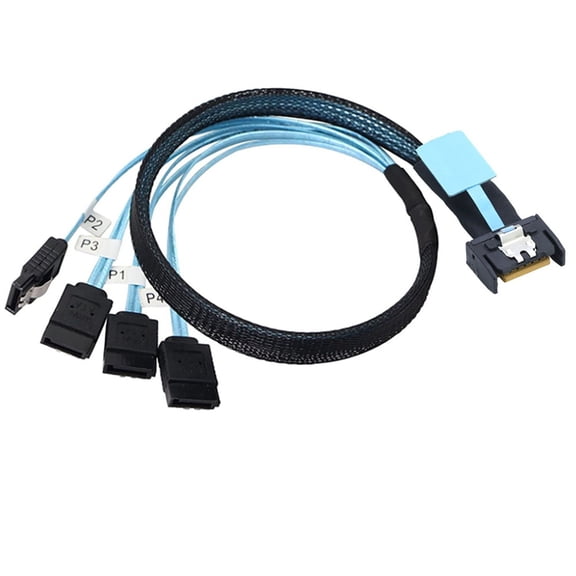 SlimSAS 8654 MCIO 4I 38pin to 4x SATA Cable PCIE5.0 PCI-E Server Data Connection Extension Wire High-Speed 1M