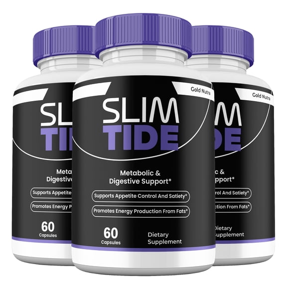 SlimTide Capsules, Maximum Strength All Natural Formula, Slim Tide Pills Supplement, 60 Capsules per Bottle (3 Pack)
