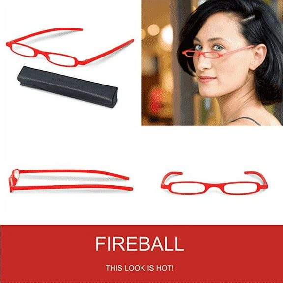 SlimViews Fireball Red Reading Glasses +1.25 Magnification with case