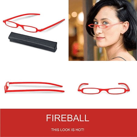 SlimViews Fireball Red Reading Glasses +2.25 Magnification with case