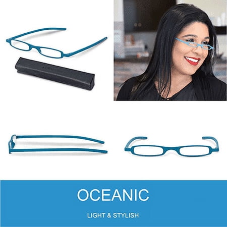 SlimViews Oceanic Blue Reading Glasses +2.25 Magnification with case