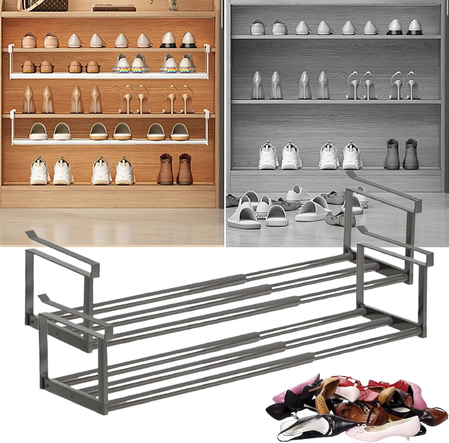Slimdescent Cabinet Telescopic Shelf, Expandable Shoe Rack - Adjustable ...