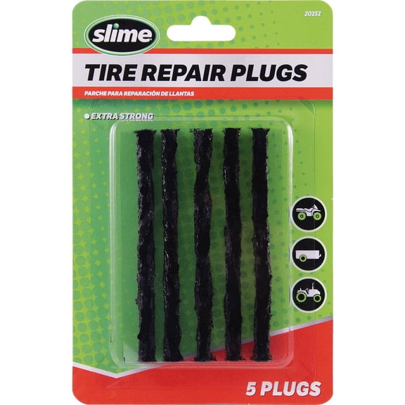 Slime 20252 Tire Repair Plugs Strings, ACT, Mowers, Wheelbarrows, 7-ply, 4in, 5 Count