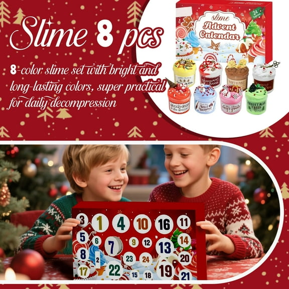 Slime Advent Calendar 2025, Christmas Countdown Calendars 24 Days of Surprises with Slime Kit Funny Gifts B