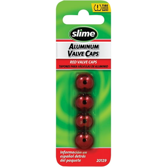 Slime Aluminum Valve Caps Red Anodized
