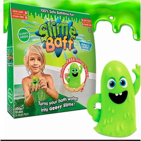 Slime Baff Slime Gift Set Limited Edition 2 Gunky Green With Free Slimon Figurine 2 Pack 300g